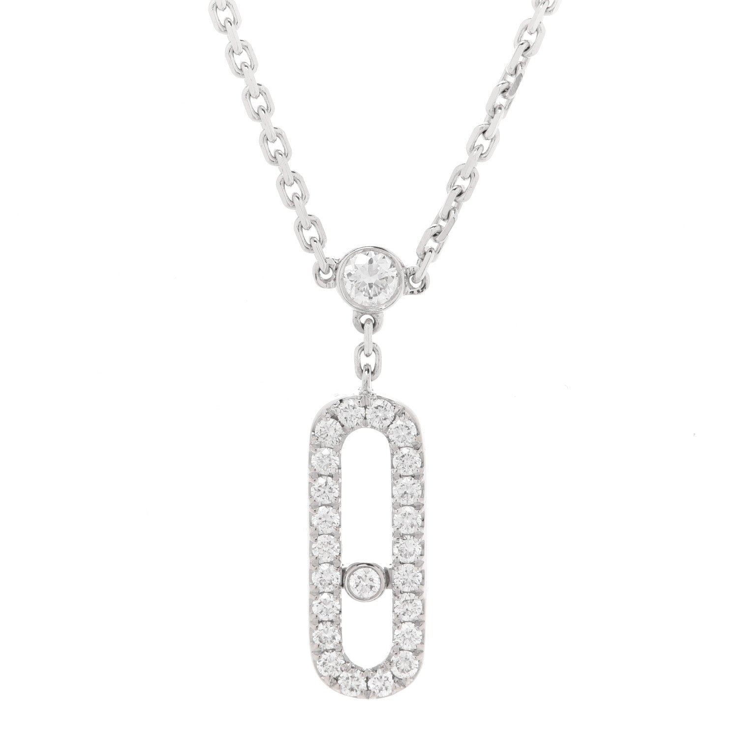 Messika 18K White Gold Diamond 2 Row Move Uno Pave Necklace 4 of 9
