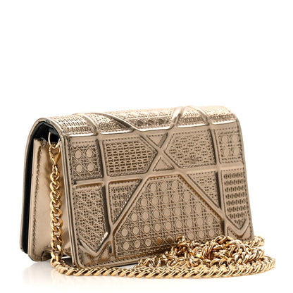 Christian Dior Metallic Patent Micro-Cannage Baby Diorama Flap Bag Gold 3 of 11