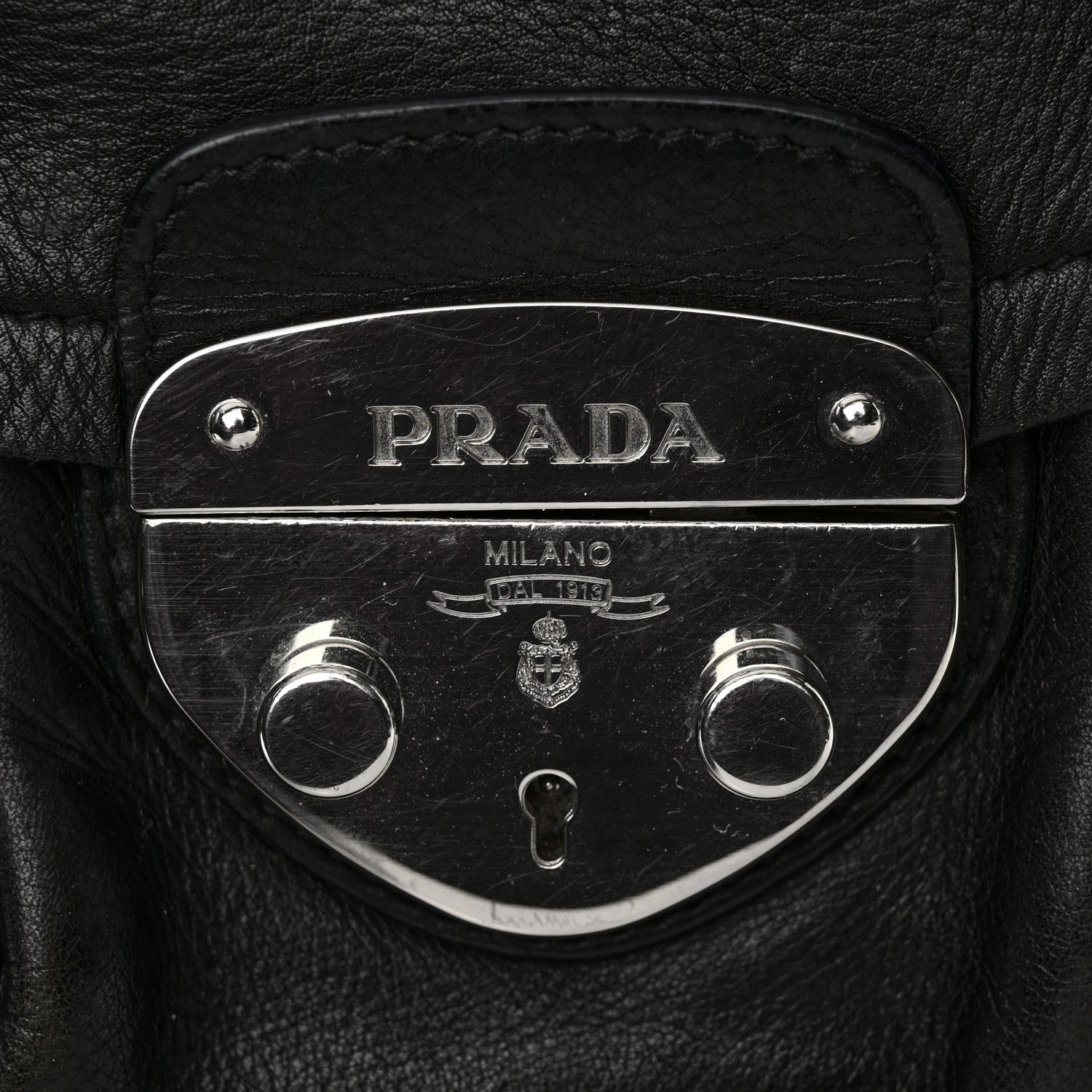 Prada Cervo Antik Easy A Foldover Pushlock Flap Satchel Black 11 of 18
