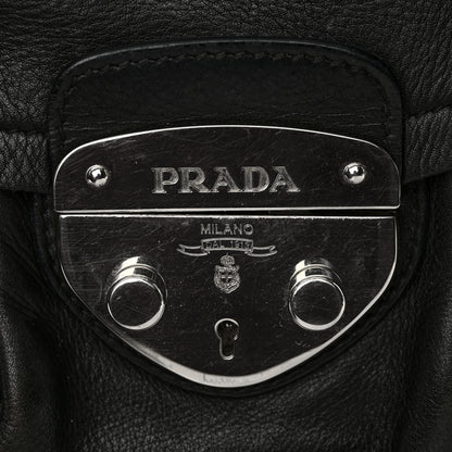 Prada Cervo Antik Easy A Foldover Pushlock Flap Satchel Black 11 of 18