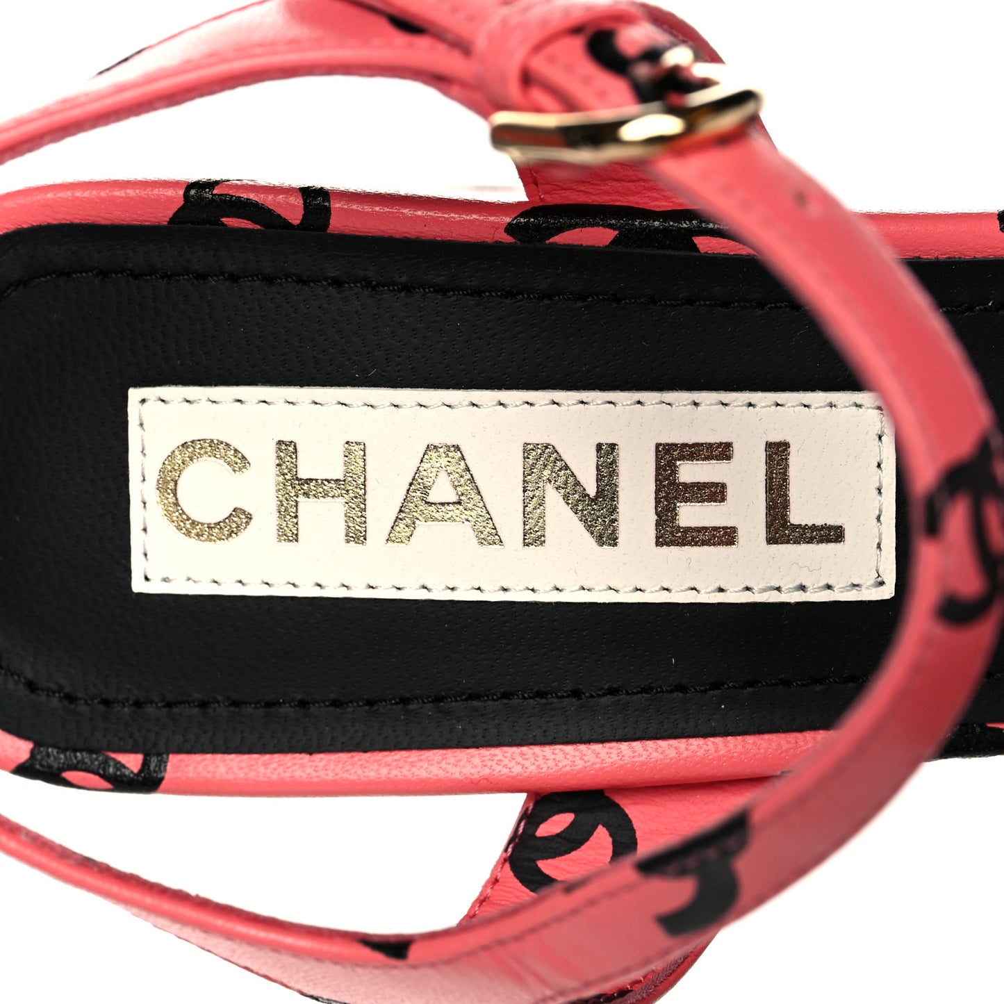 Lambskin Printed CC Sandals 39 Pink Black