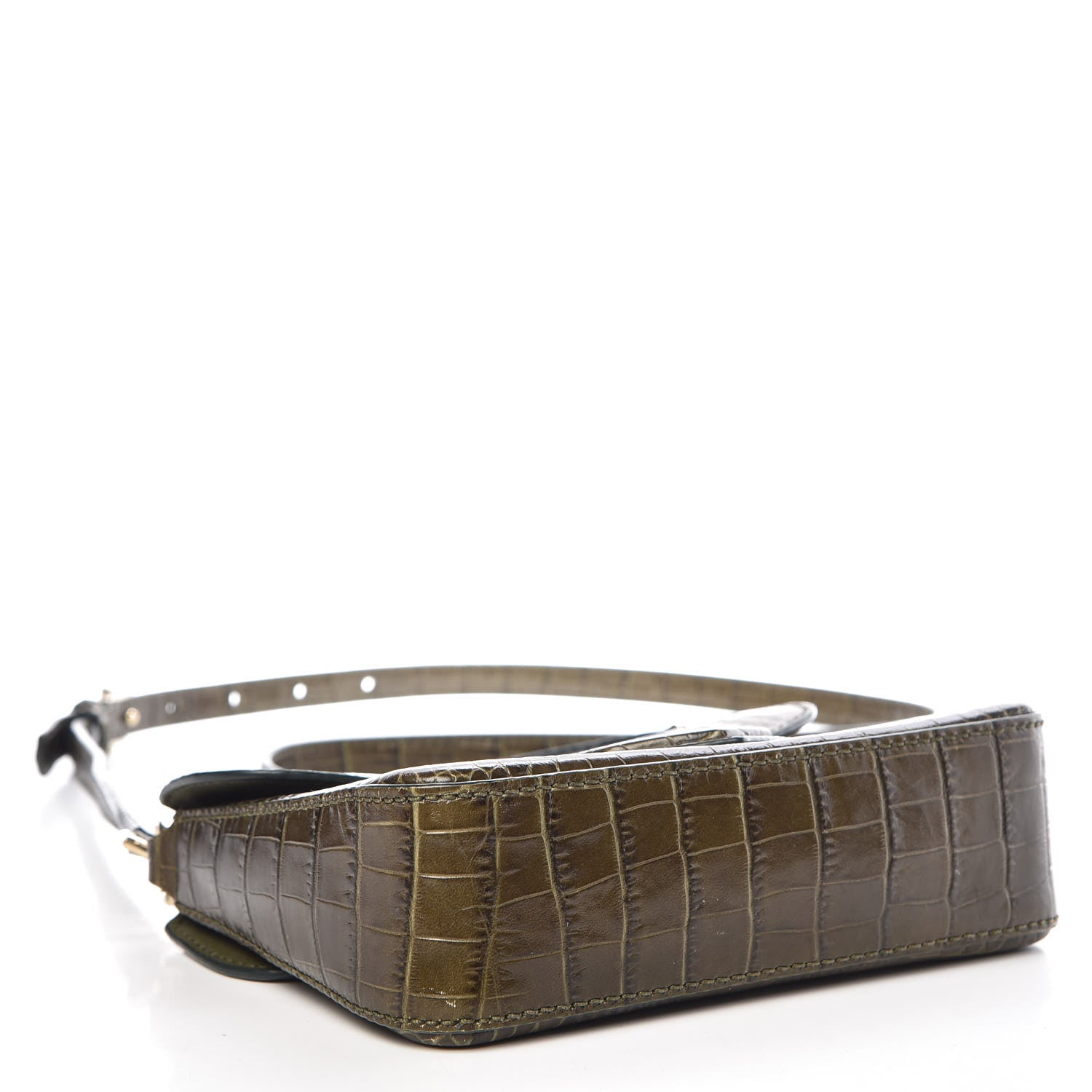 Givenchy Calfskin Crocodile Embossed Mini Nobile Shoulder Bag Khaki 4 of 10