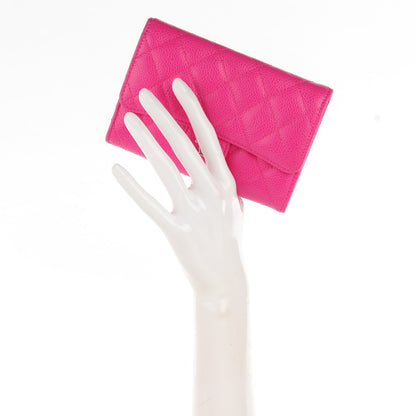 Chanel Caviar Quilted Small Flap Wallet Dark Pink 2 of 8