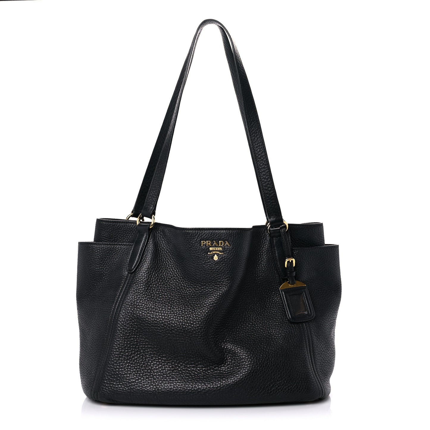 Vitello Daino Side Pocket Tote Black