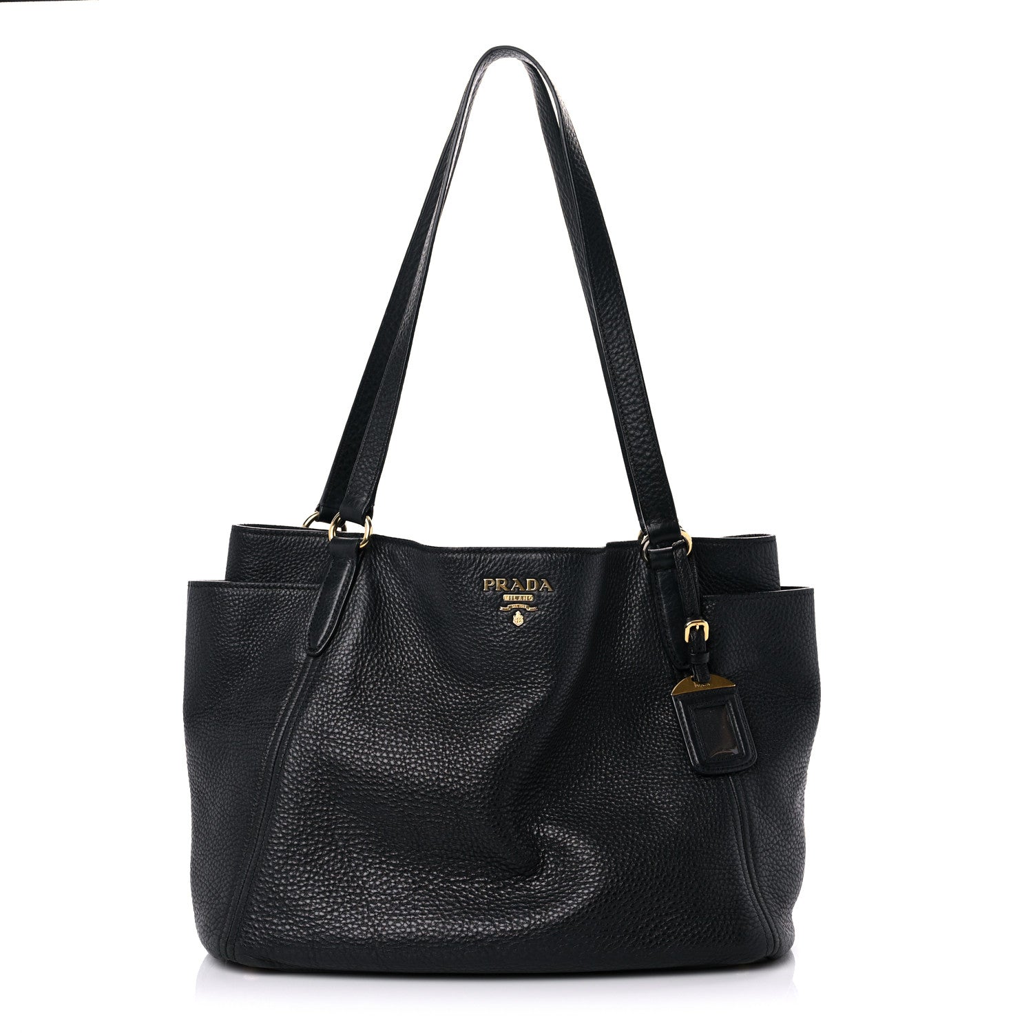 Prada Vitello Daino Side Pocket Tote Black 1 of 25