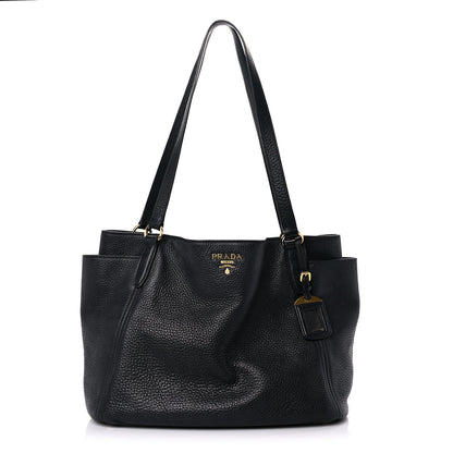 Prada Vitello Daino Side Pocket Tote Black 1 of 25