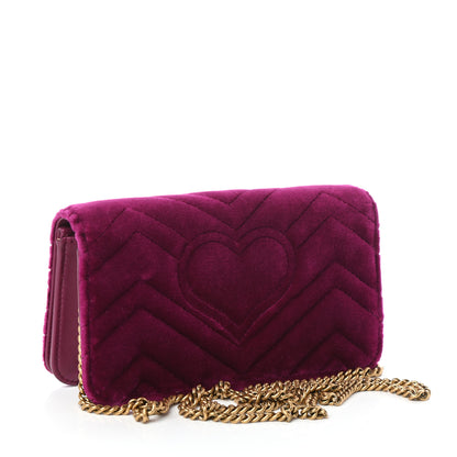 Gucci Velvet Matelasse GG Marmont Mini Bag Fuchsia Violet Cyclamen 3 of 9
