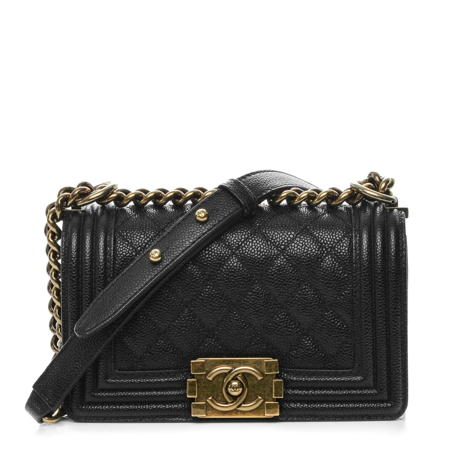 Caviar Quilted Small Boy Flap Black