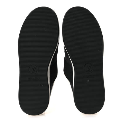 Louis Vuitton Monogram Suede Calfskin Lous Open Back Sneakers 37.5 Black 7 of 10