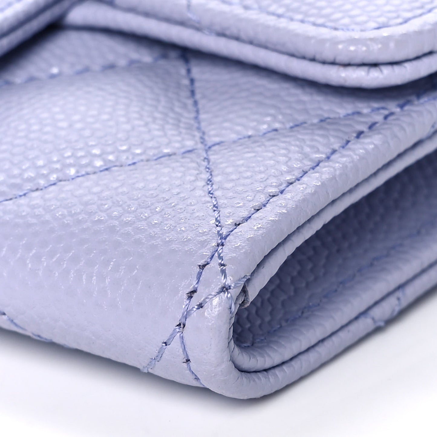 Caviar Quilted Flap Card Holder Wallet Light Purple