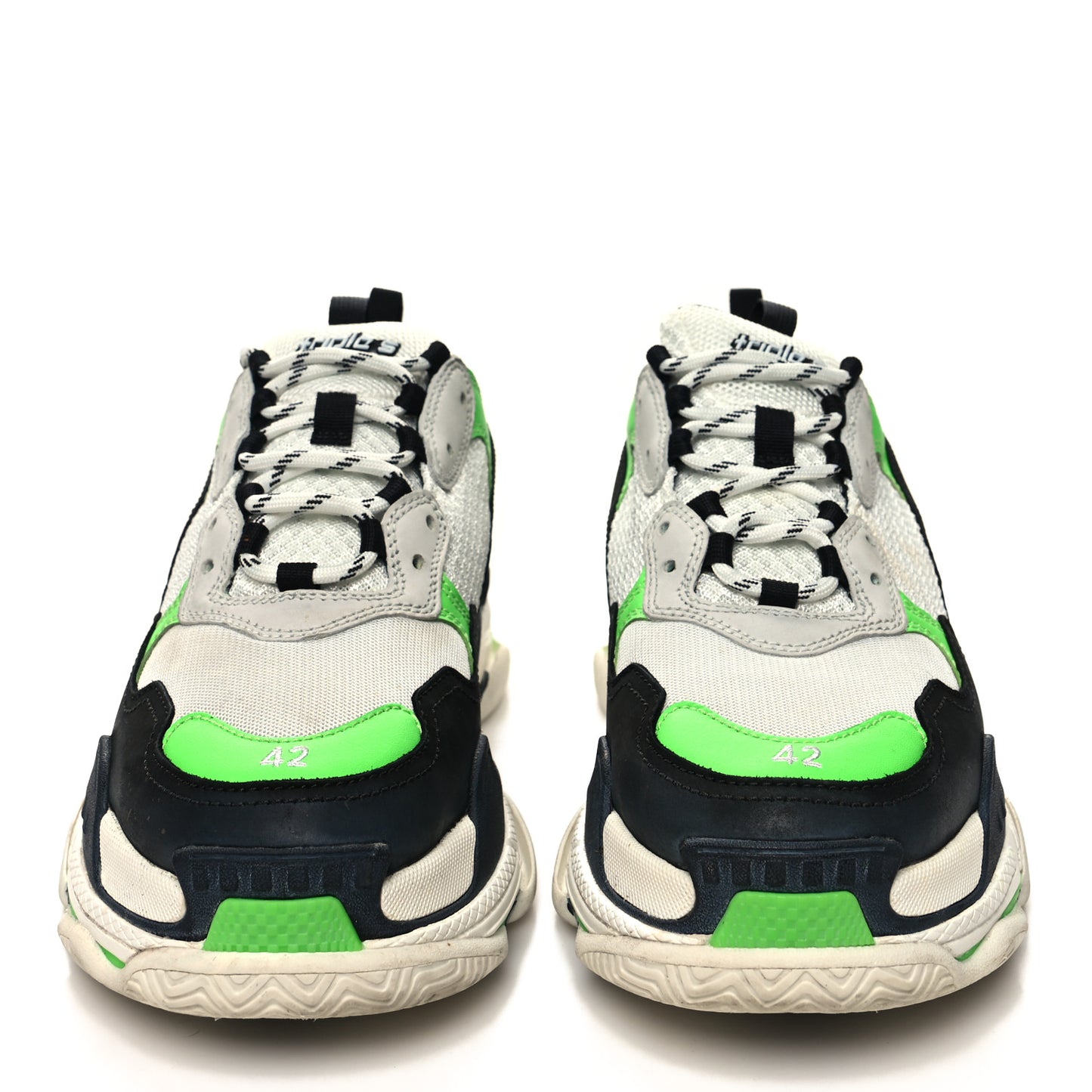 Fabric Mesh Triple S Sneakers 42 White Green Fluo Black