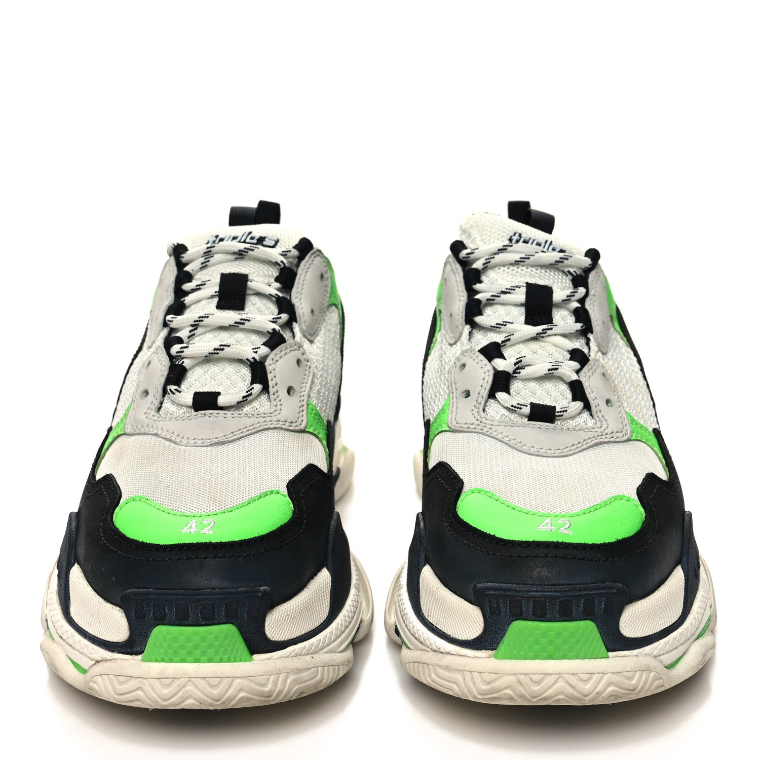 Balenciaga Fabric Mesh Triple S Sneakers 42 White Green Fluo Black 2 of 9