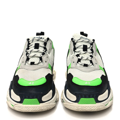 Balenciaga Fabric Mesh Triple S Sneakers 42 White Green Fluo Black 2 of 9