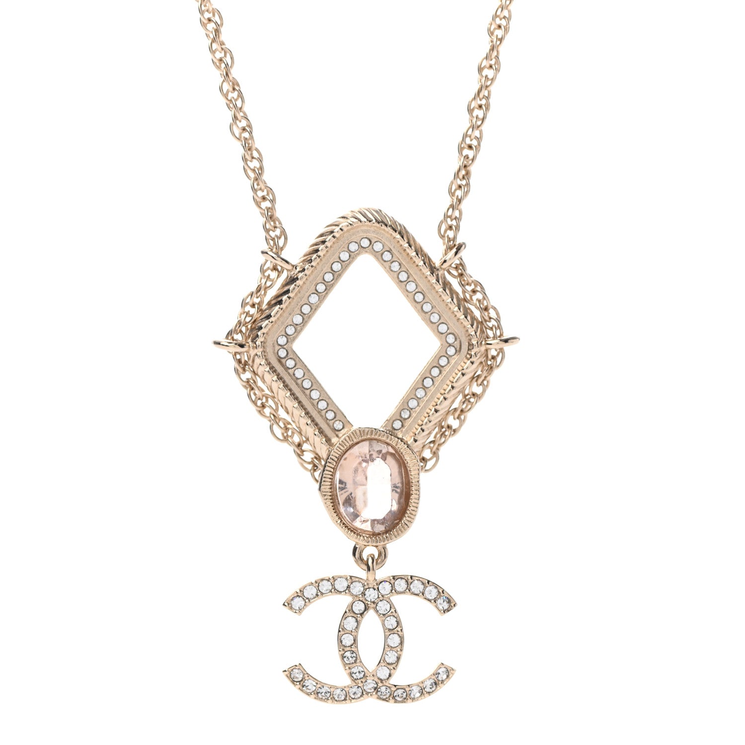 Chanel Crystal CC Drop Logo Necklace Gold 4 of 6