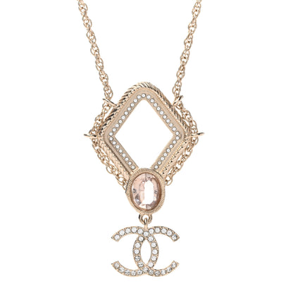 Chanel Crystal CC Drop Logo Necklace Gold 4 of 6