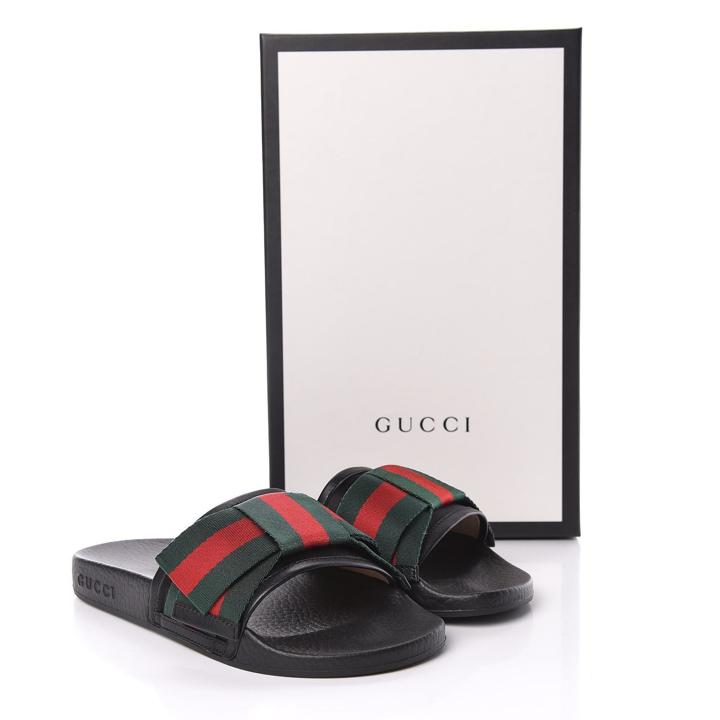 Satin Web Bow Slide Sandals 35 Black