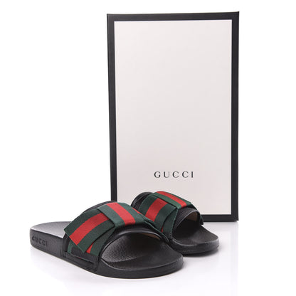 Gucci Satin Web Bow Slide Sandals 35 Black 9 of 9