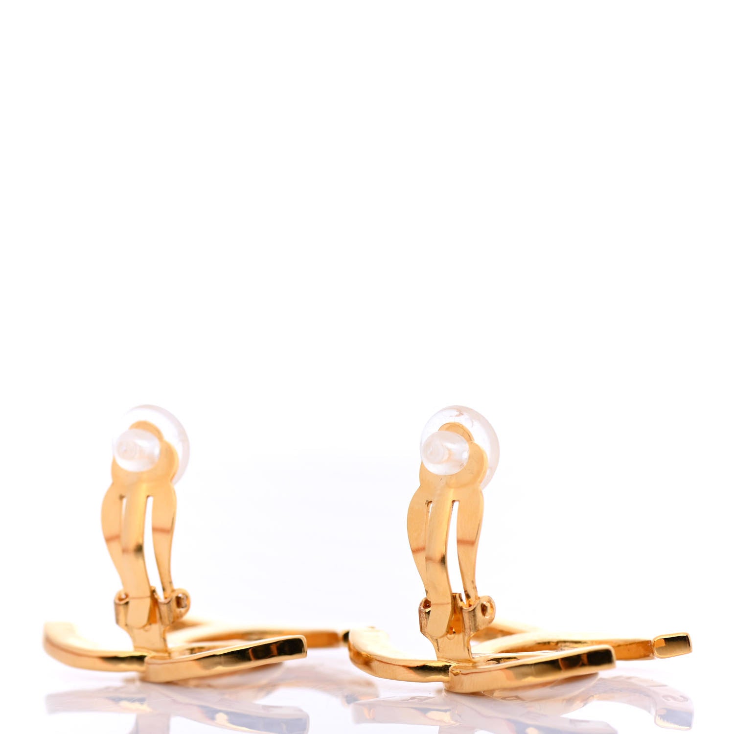 Chanel Metal CC Paris Button Clip On Earrings Gold 3 of 4