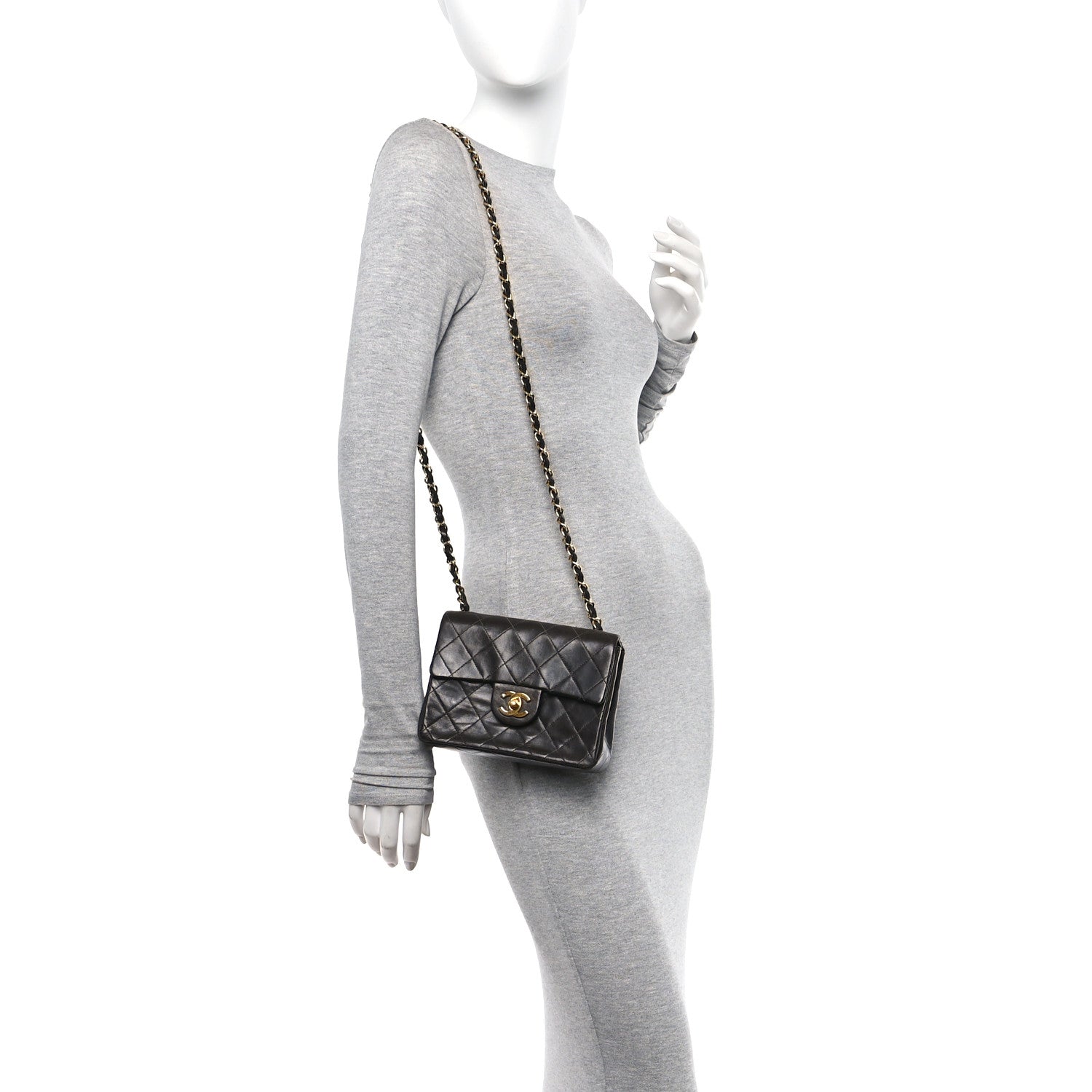 Chanel Lambskin Quilted Mini Square Flap Bag Black 2 of 11
