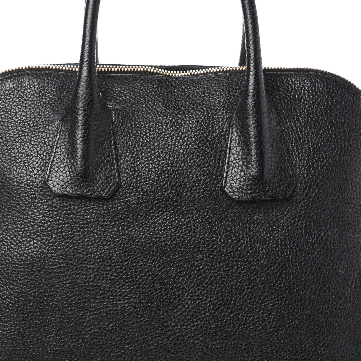 London Grainy Calfskin Small Greenwood Bowling Bag Black