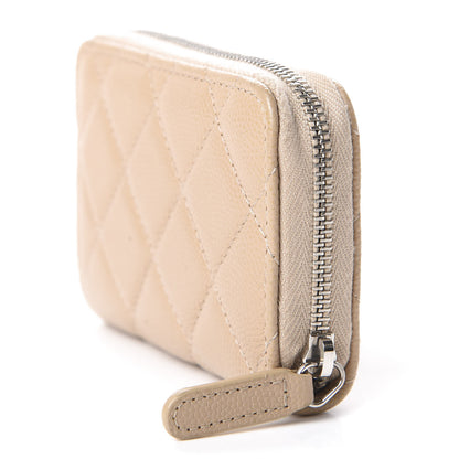 Chanel Caviar Quilted Zip Around Coin Purse Beige 8 of 9