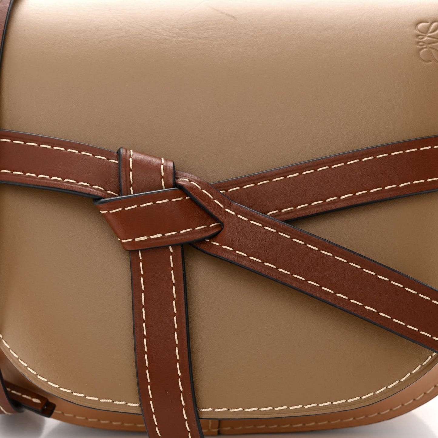 Calfskin Small Gate Crossbody Bag Mocca Powder
