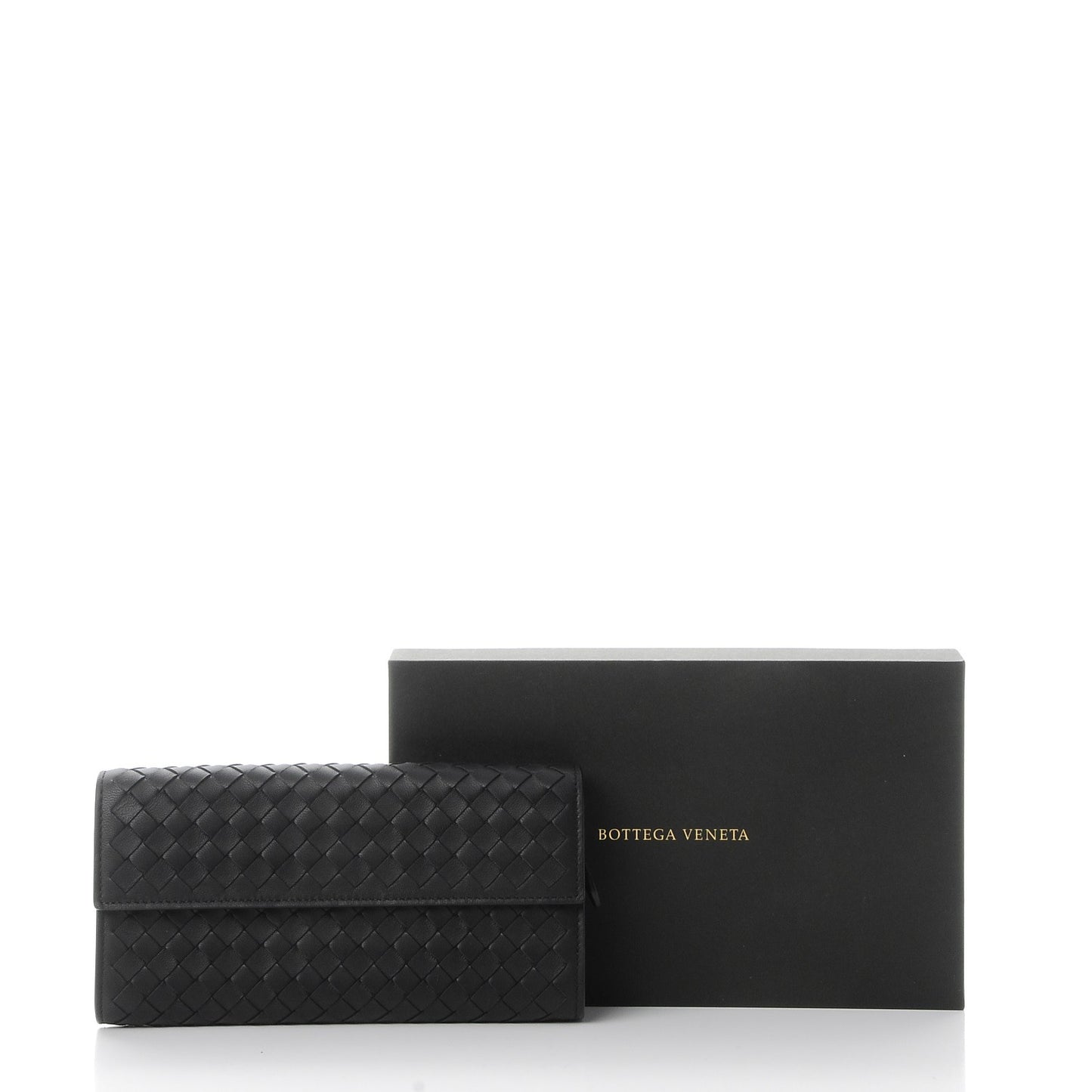 Nappa Intrecciato Continental Flap Wallet Nero Black