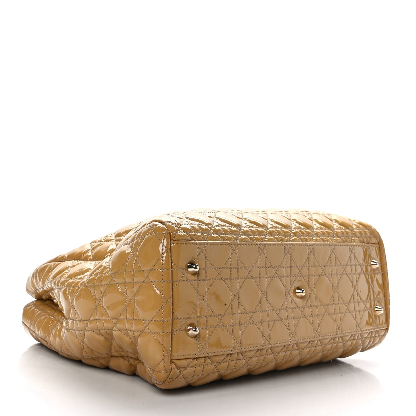 Patent Cannage Large Dior Soft Shopping Tote Beige