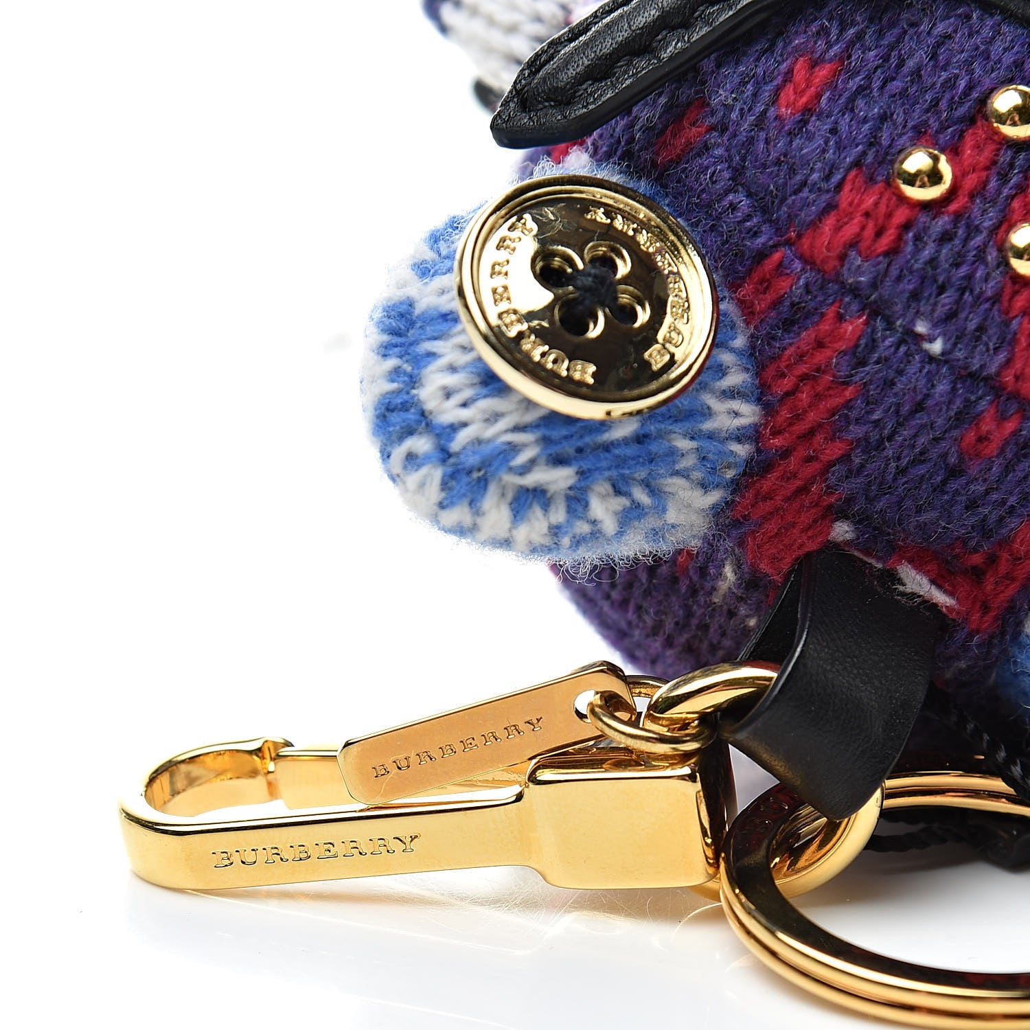 Burberry Calfskin Wool Studded Doris The Frog Bag Charm Navy Multicolor 3 of 3