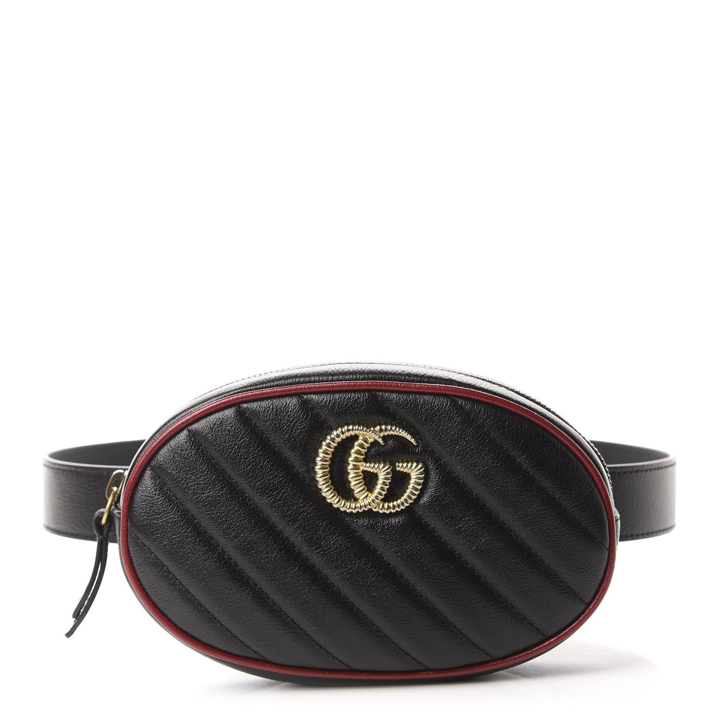 Azalea Calfskin Matelasse Diagonal Torchon GG Marmont Belt Bag 75 30 Black Romantic Cerise