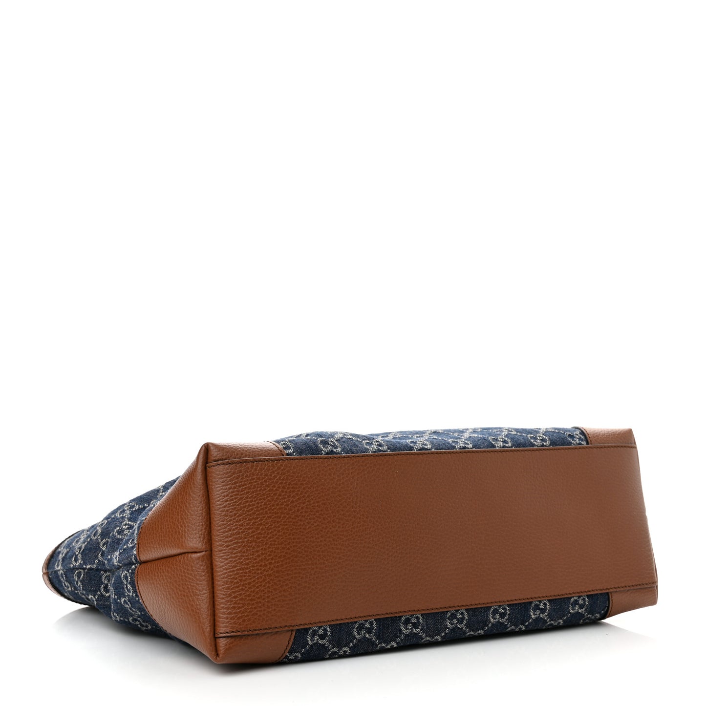 New Denim GG Monogram Medium Ophidia Shopping Tote Blue Tea Cuir