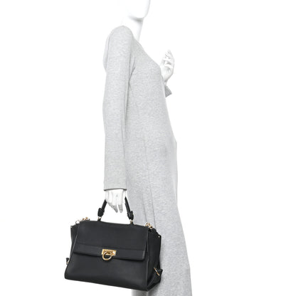 Salvatore Ferragamo Grained Calfskin Medium Sofia Satchel Black 2 of 9