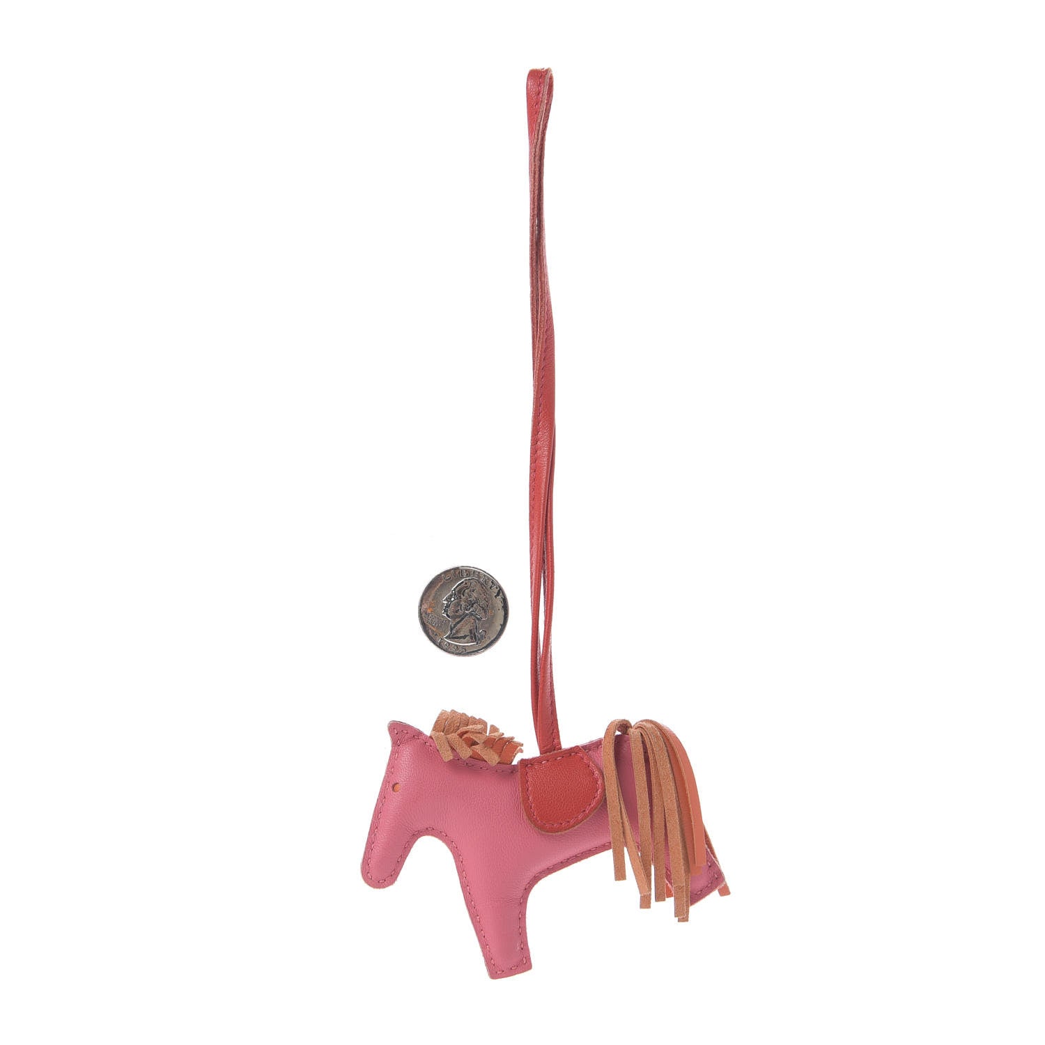 Hermes Milo Lambskin Grigri Rodeo Bag Charm PM Rose Azalee Orange Poppy Rouge Indien 2 of 4