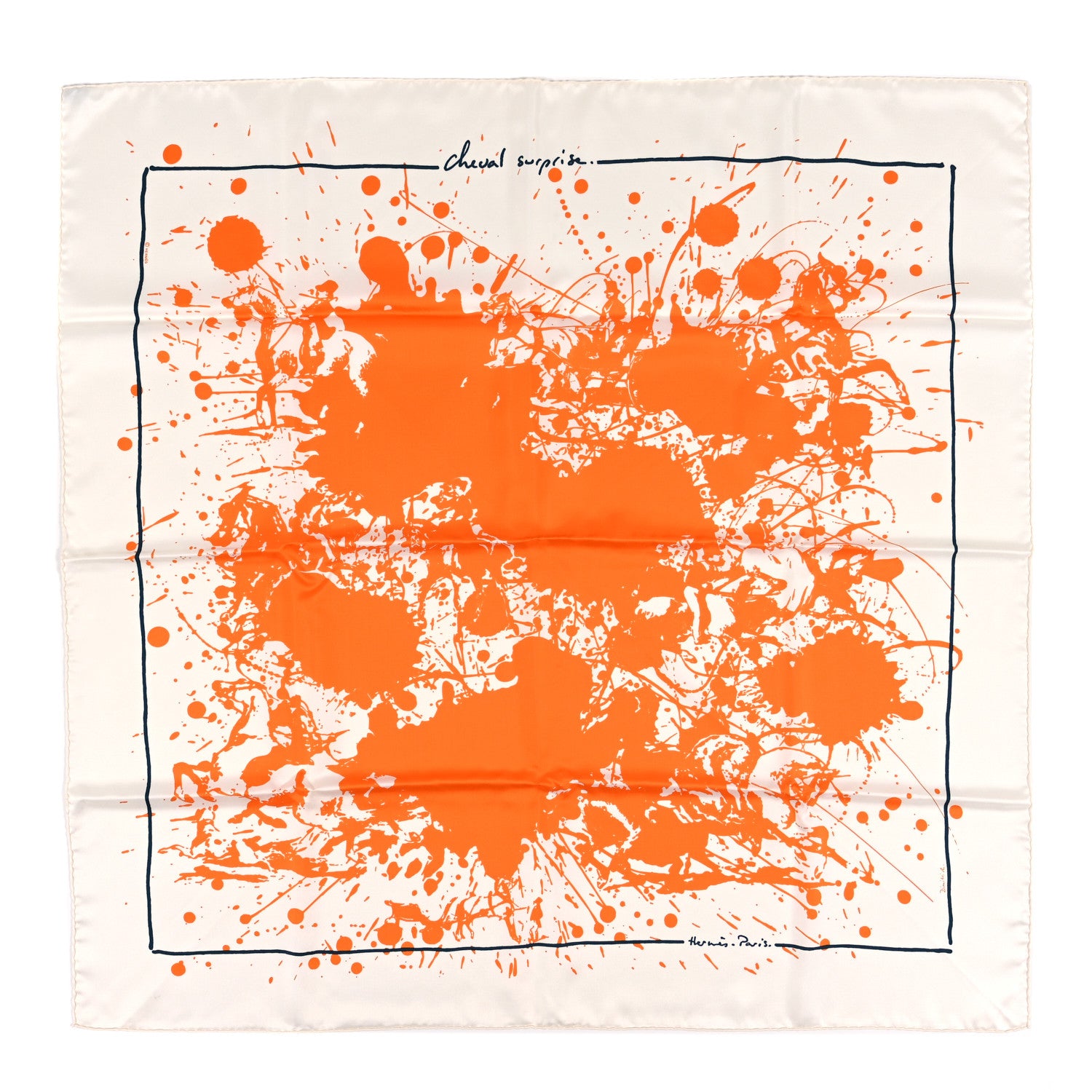 Hermes Silk Cheval Surprise Remix Scarf 90 White Orange 1 of 3