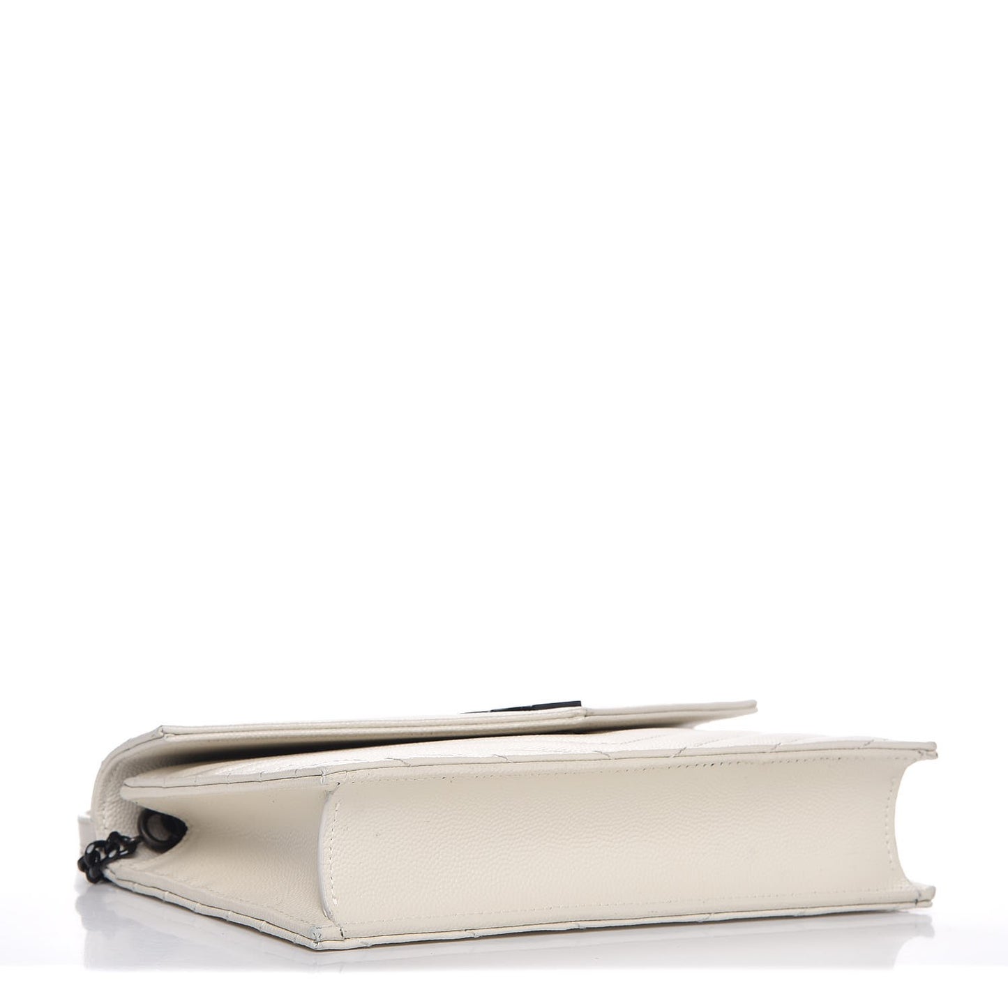 Grain De Poudre Matelasse Chevron Monogram Envelope Chain Wallet Dove White