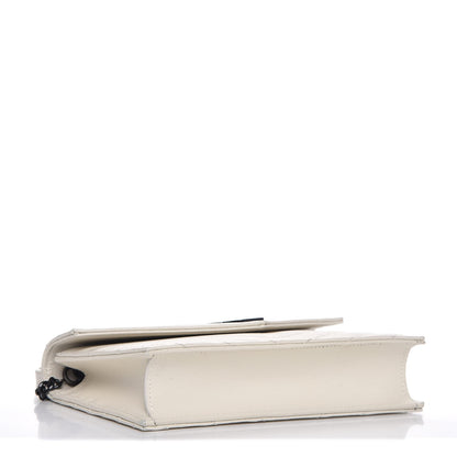 Saint Laurent Grain De Poudre Matelasse Chevron Monogram Envelope Chain Wallet Dove White 4 of 11
