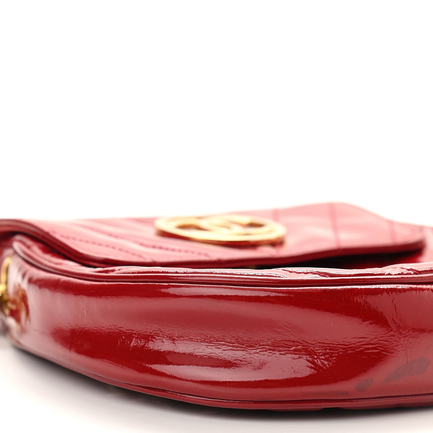 Patent Quilted Chevron Mini Flap Bag Red