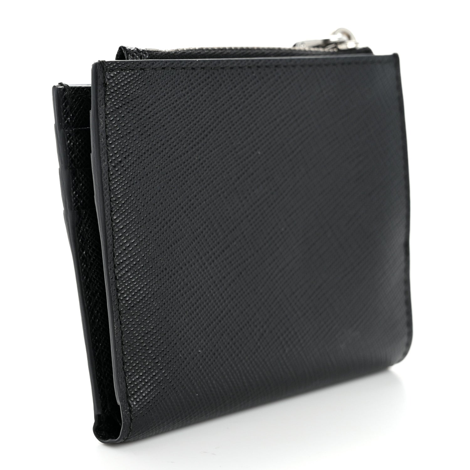 Prada Saffiano Metal Coin Case Card Holder Black 3 of 7