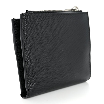 Prada Saffiano Metal Coin Case Card Holder Black 3 of 7