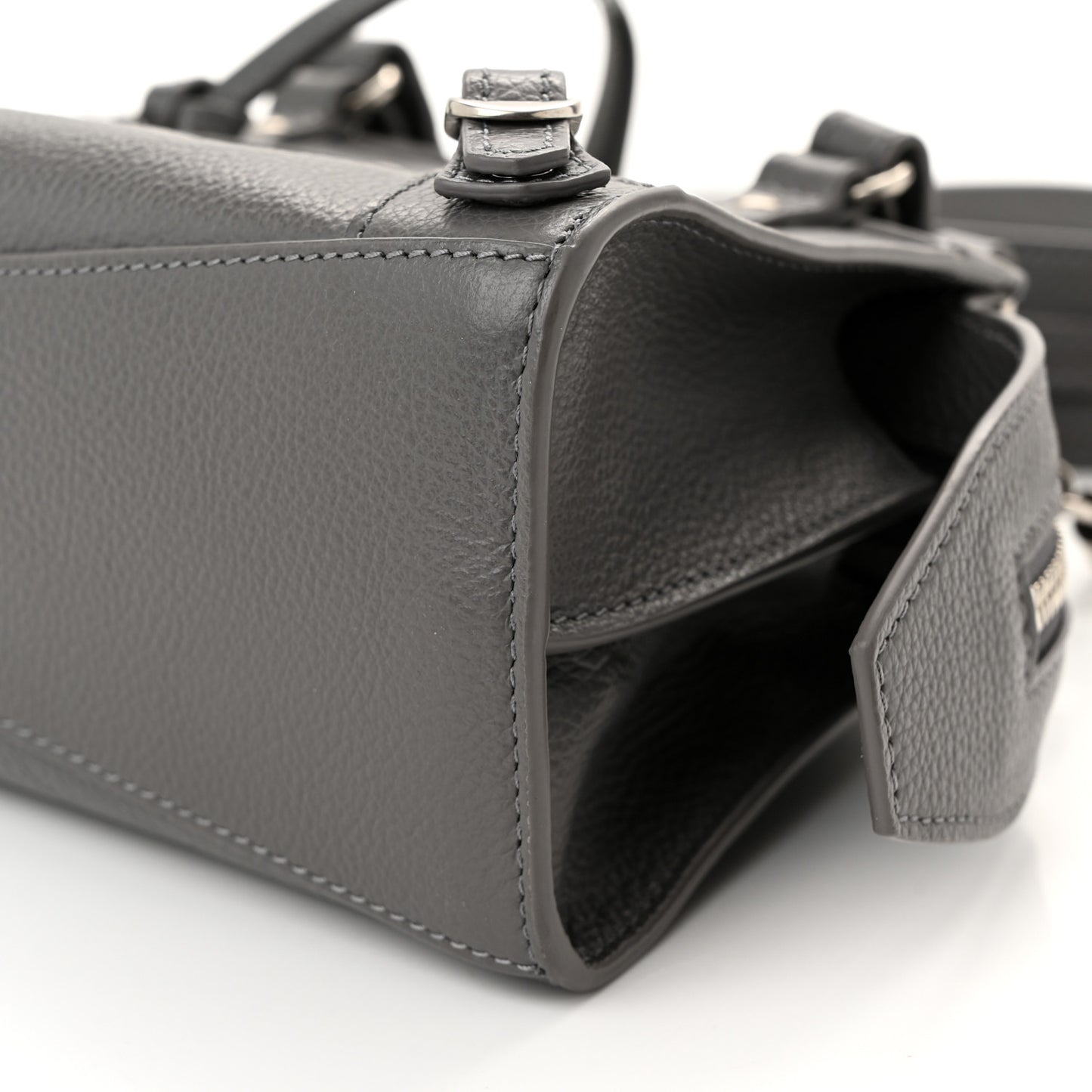 Grained Calfskin Neo Classic Silver Hardware Mini City Dark Grey