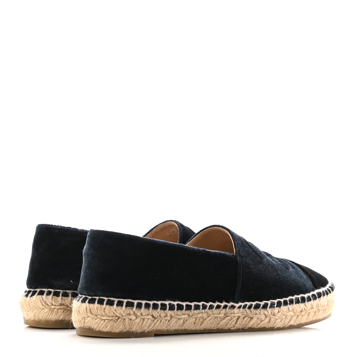 Chanel Velvet CC Espadrilles 37 Dark Navy Black 4 of 14