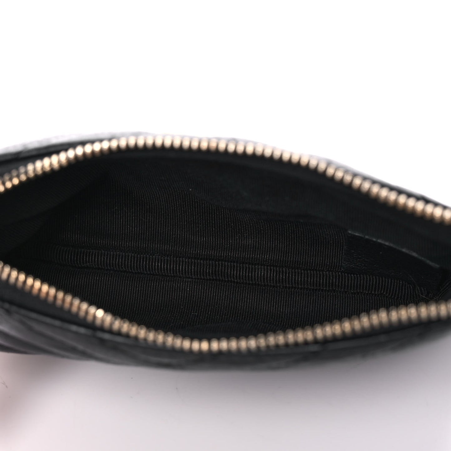 Crumpled Calfskin Chevron Quilted Small Cosmetic Case Black