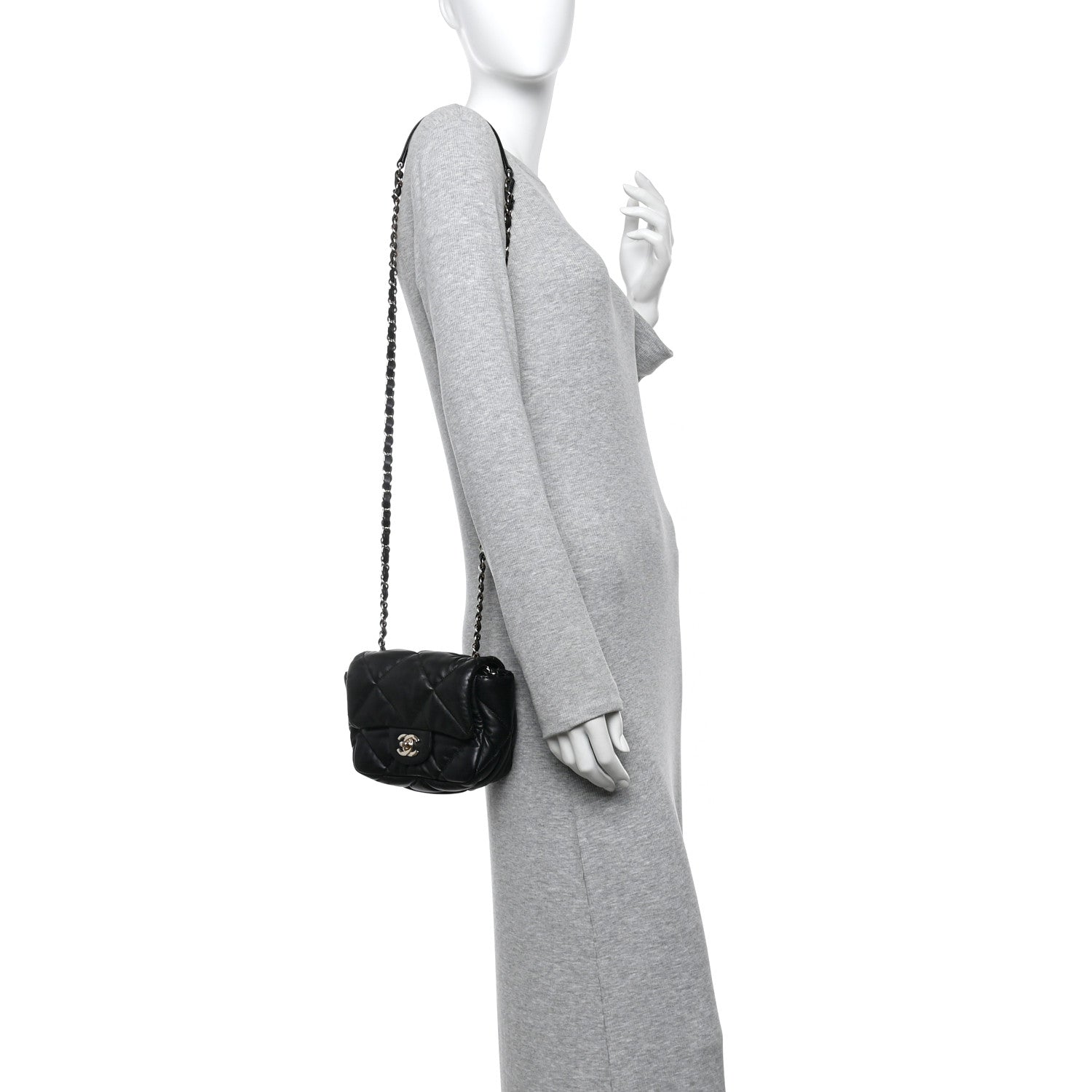 Chanel Calfskin Quilted Mini Square Bubbly Flap Black 2 of 11