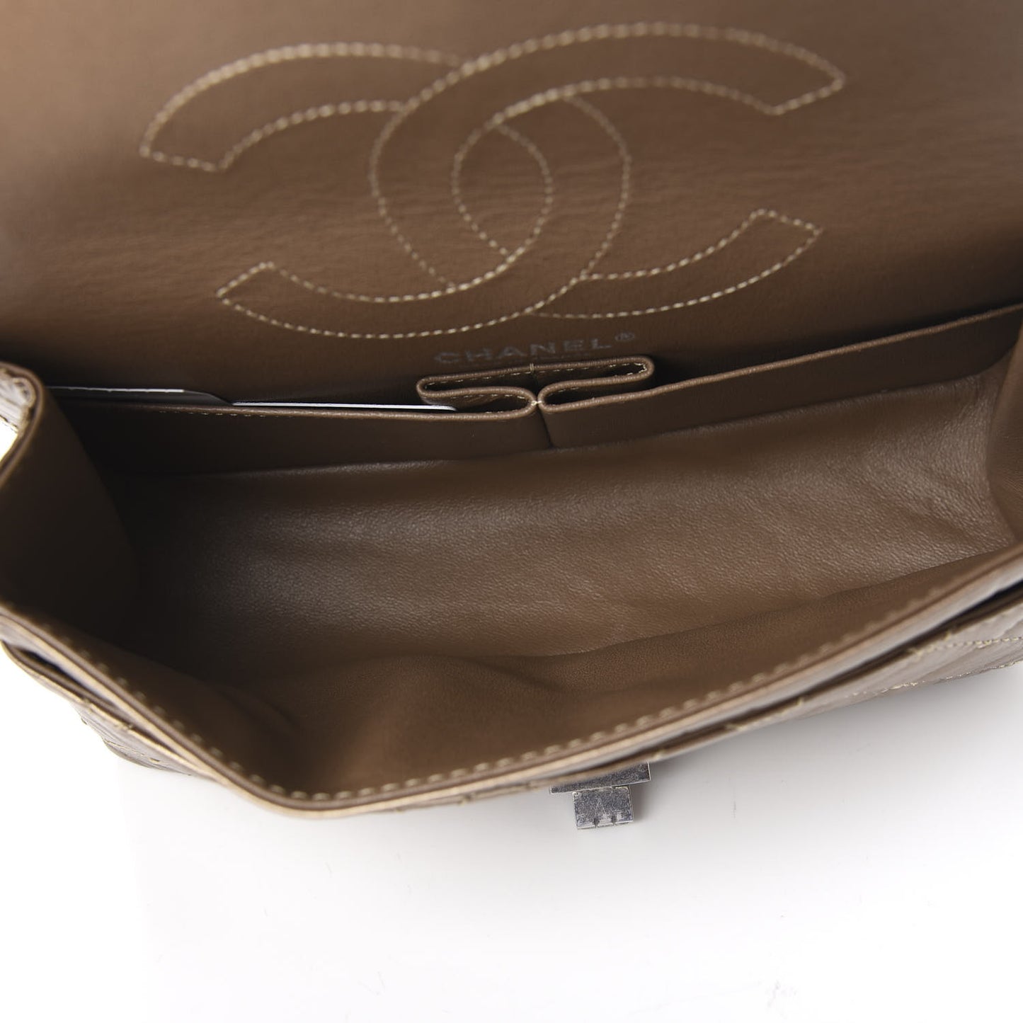 Metallic Aged Calfskin Quilted 2.55 Reissue 225 Flap Gold