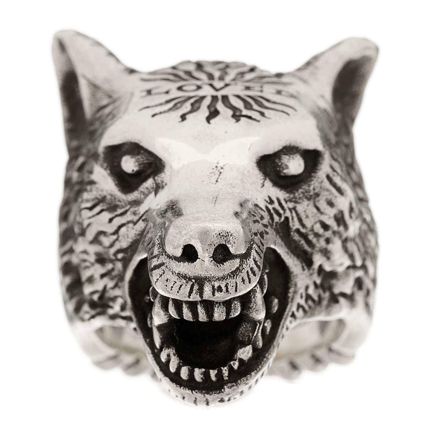 Gucci Sterling Silver Large Anger Forest Wolf Head Ring 65 11 1 of 7