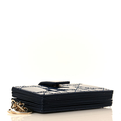 Christian Dior Patent Cannage Lady Dior 5-Gusset Card Holder Navy Blue 4 of 9