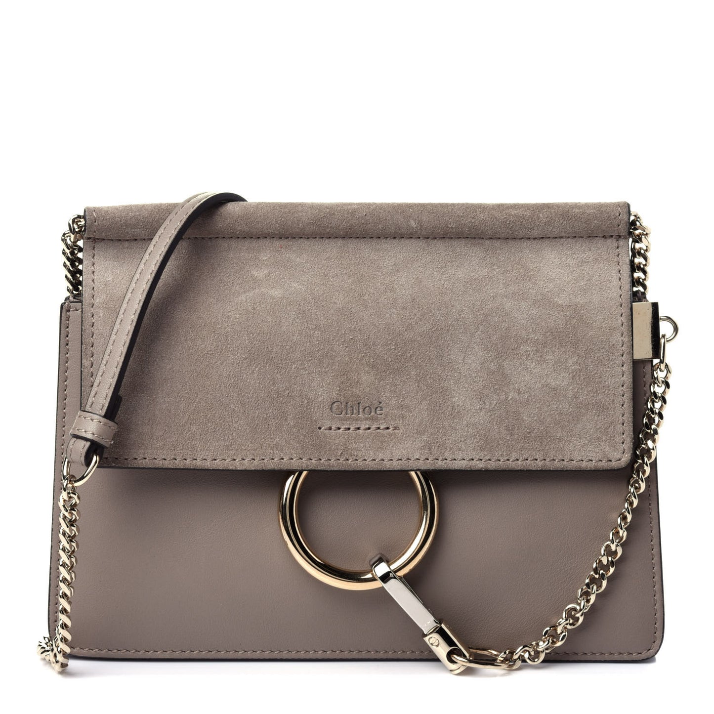 Calfskin Suede Mini Chain Faye Shoulder Bag Motty Grey