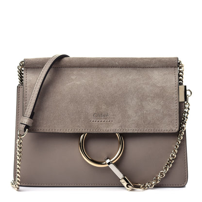 Chloe Calfskin Suede Mini Chain Faye Shoulder Bag Motty Grey 1 of 5