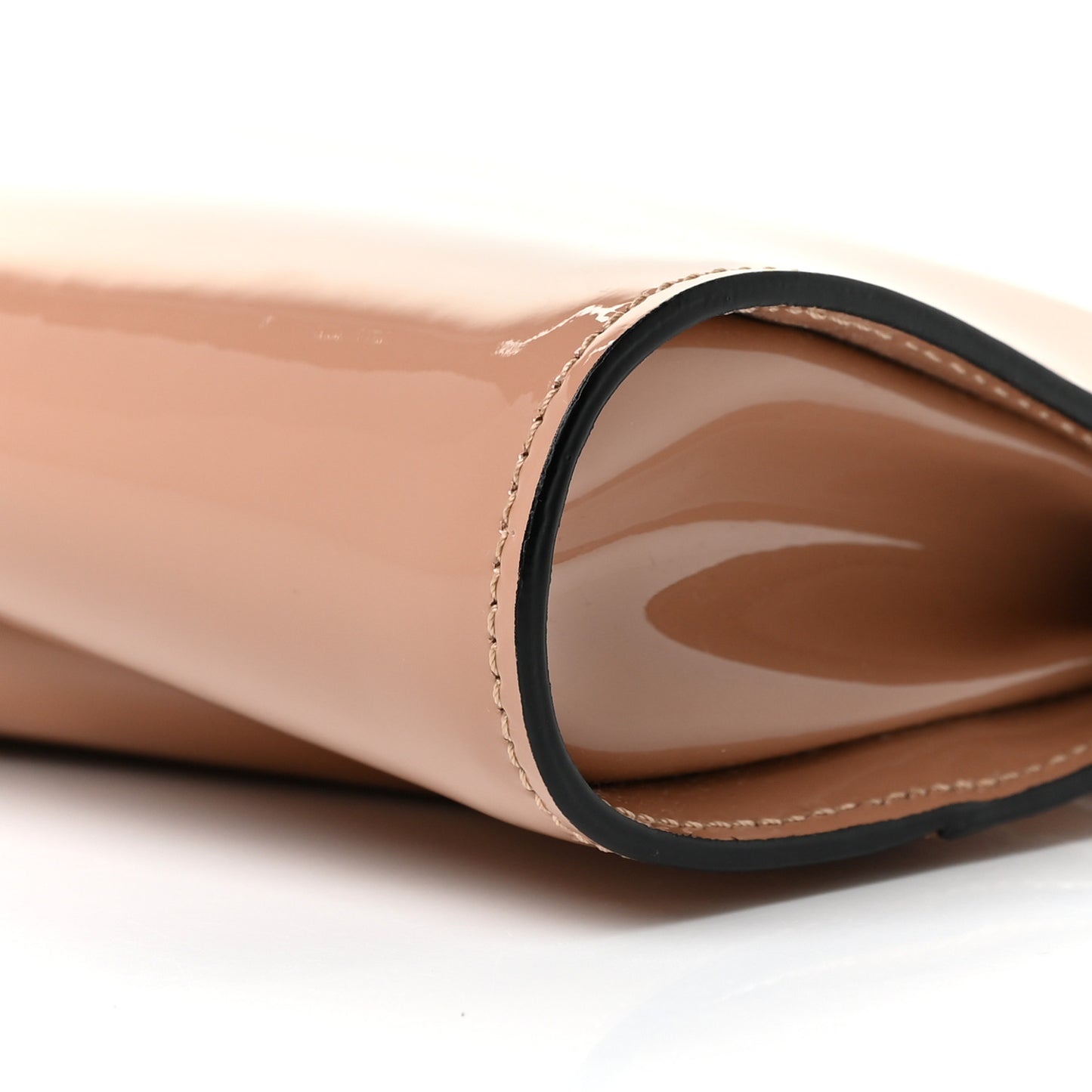 Patent Loubi Twist Zip Clutch Bag Nude