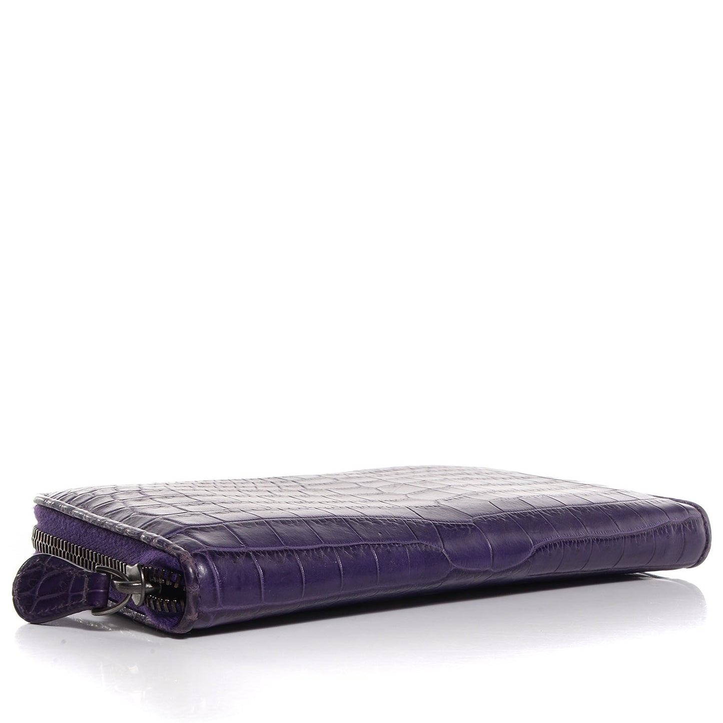 Soft Crocodile Fume Zip Around Wallet Plum